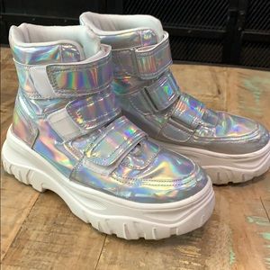 Public Desire Bae Holo Velcro Sneakers